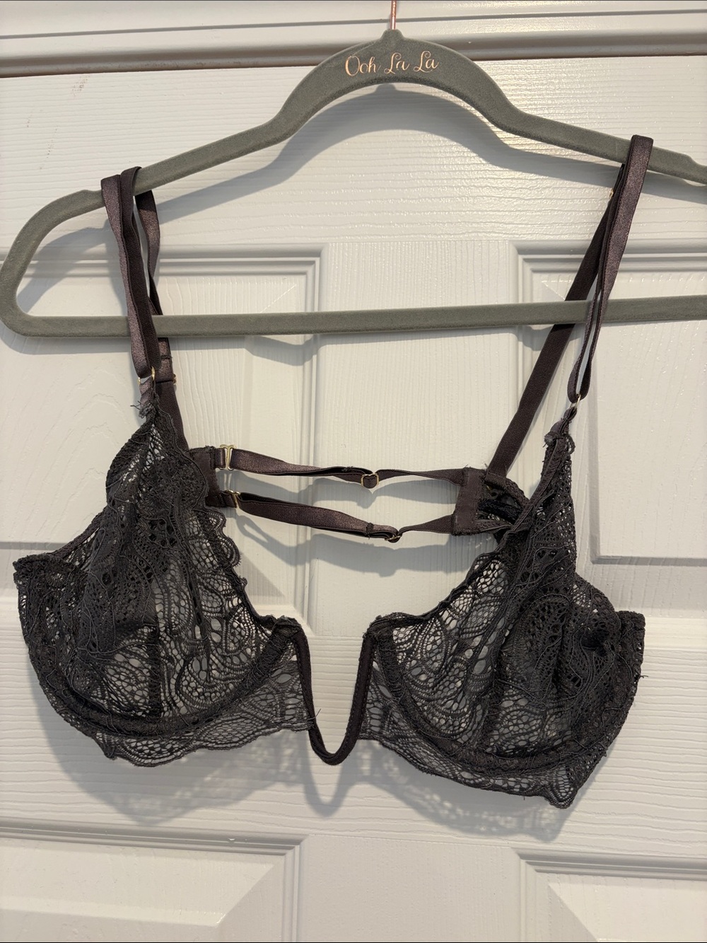 Gooseberry Intimates Plunging Underwire Bra in Gray